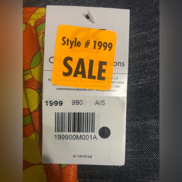 GK Gymnastics Leotard AS Adult Small With Tags Yellow Orange Green Circles - Picture 5 of 16